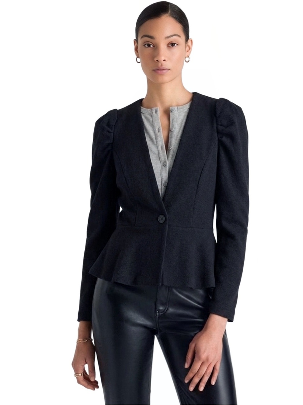 Anthropologie Greylin Charcoal Ribbed Blazer — Size XS